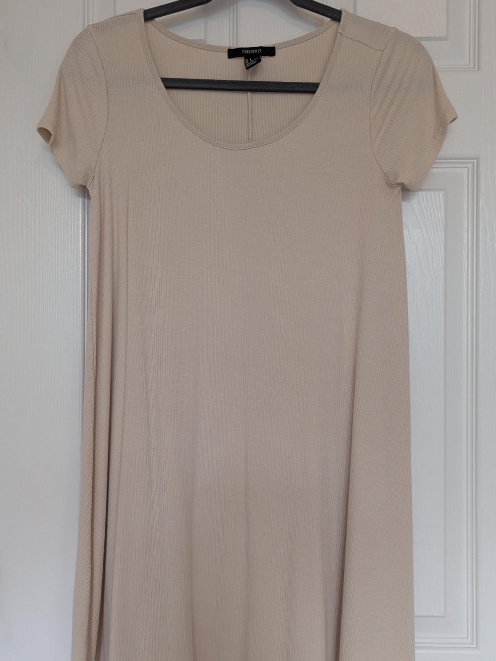 Forever 21 Beige Scoop Neck A-line T-shirt Dress